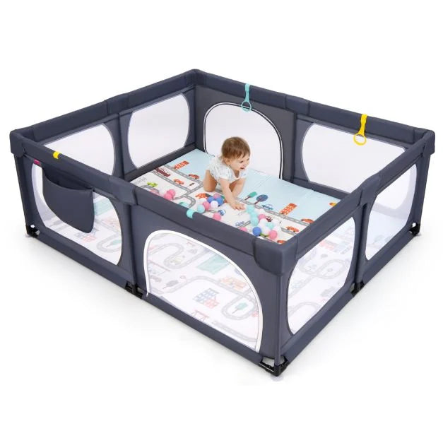 Baby Playpen with Secure Gate and Breathable Mesh for Safety
