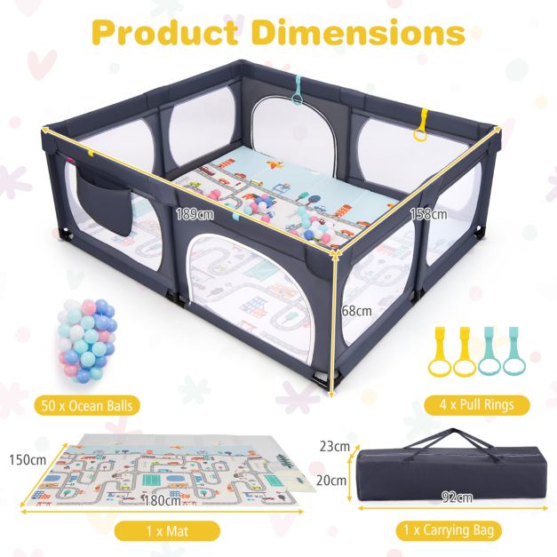 Baby Playpen with Secure Gate and Breathable Mesh for Safety