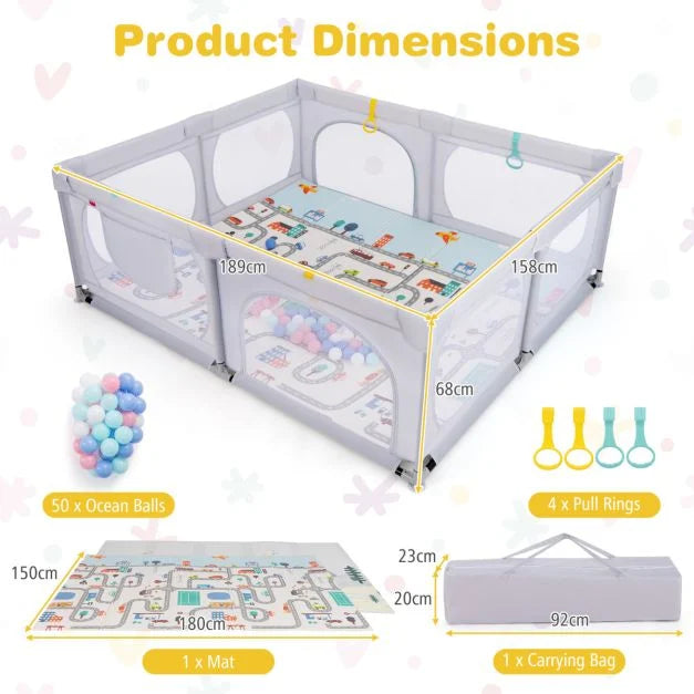 Baby Playpen with Secure Gate and Breathable Mesh for Safety