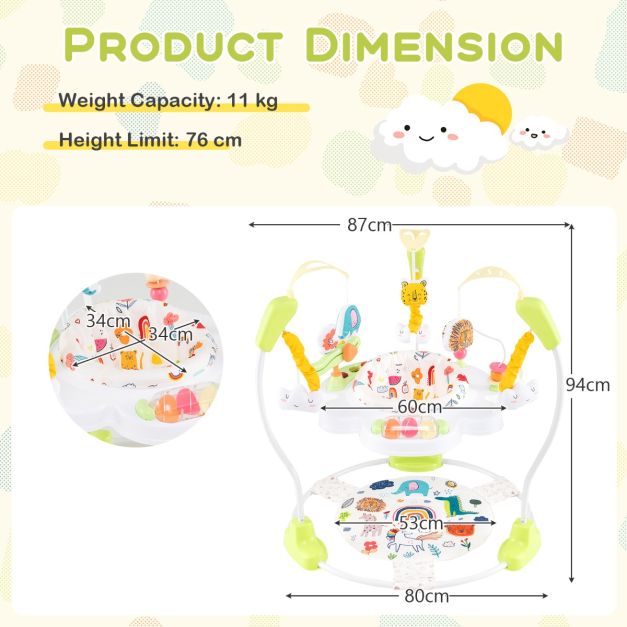 Baby Activity Center with 360° Rotating Seat & 3 Height Levels for 6 Months+