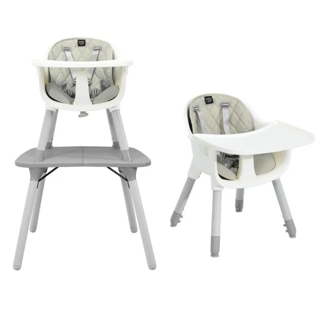 2-Position Removable Tray Convertible Baby High Chair with Comfortable Seating