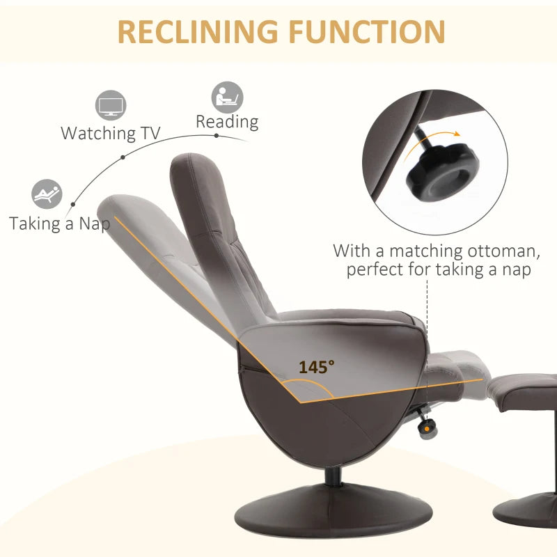 Brown Recliner Armchair with Footrest – High Back Lounge Chair