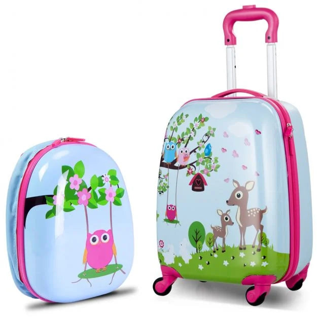2-Piece Children’s Luggage Set: Carry-On Suitcase and Backpack – Forest