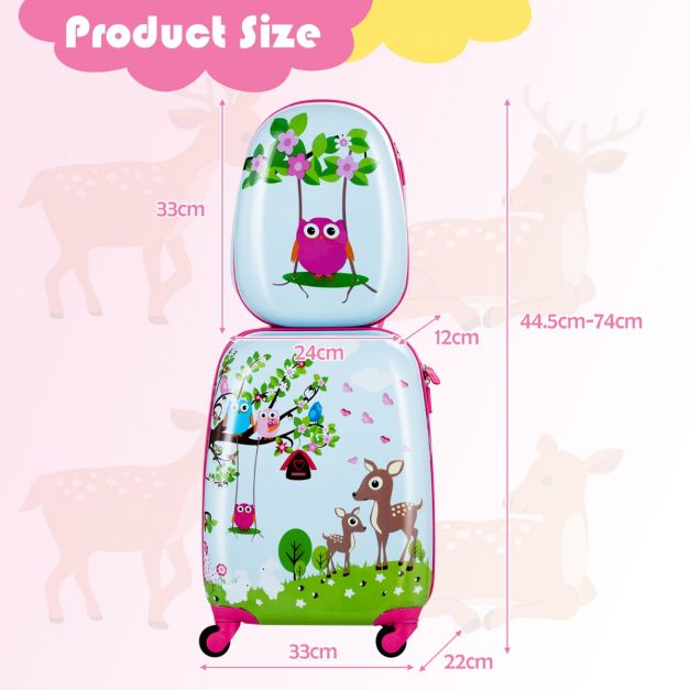2-Piece Children’s Luggage Set: Carry-On Suitcase and Backpack – Forest