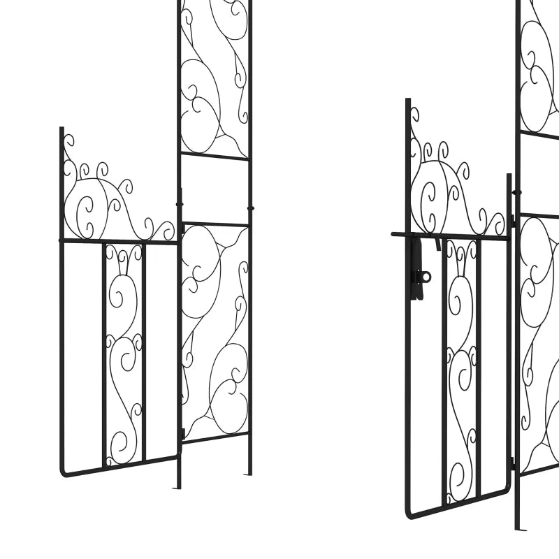 Black Garden Arbor with Double Gates – Outdoor Arch for Roses, Vines, Weddings