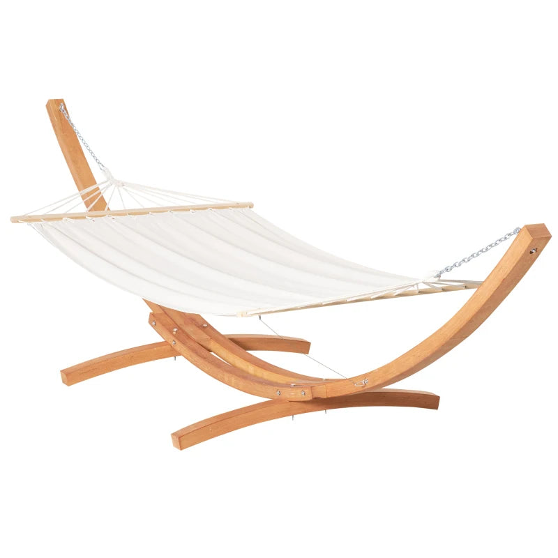 Durable Outdoor Hammock Swing Bed with Wooden Stand – Perfect for Patio Relaxing