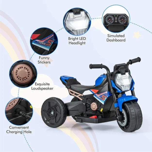 Kids 6V Ride-On Bike | 2/3-Wheel Conversion & Removable Training Wheels
