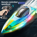 2.4G RC Racing Boat for Kids Dual Motor High-Speed LED Electric Speedboat Toy