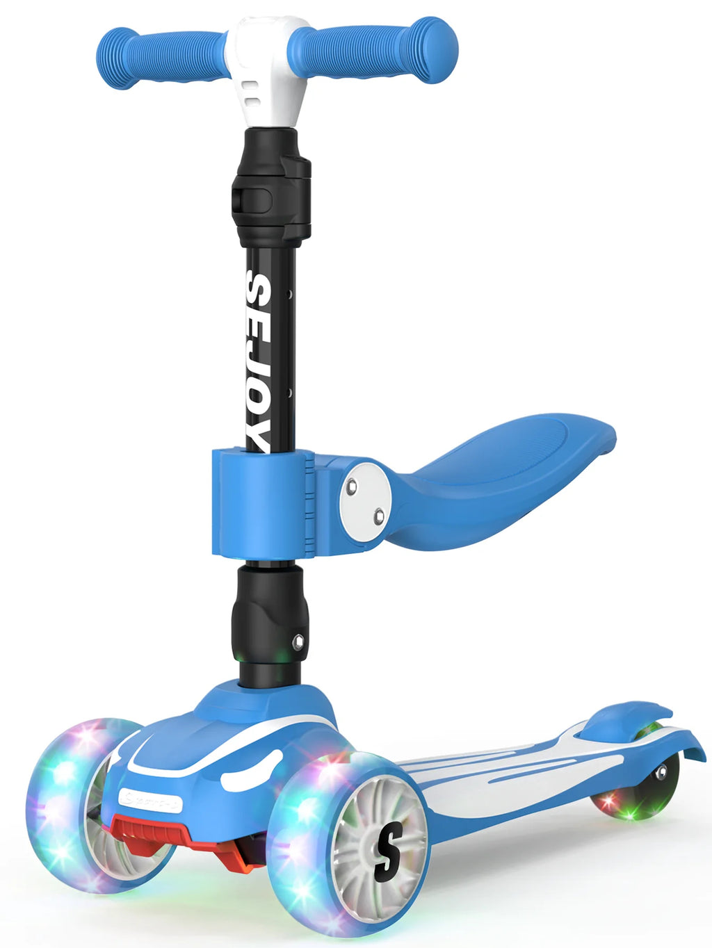 Kids Kick Scooter with 3 Light-Up Wheels Adjustable Height Toddler Toy Gift