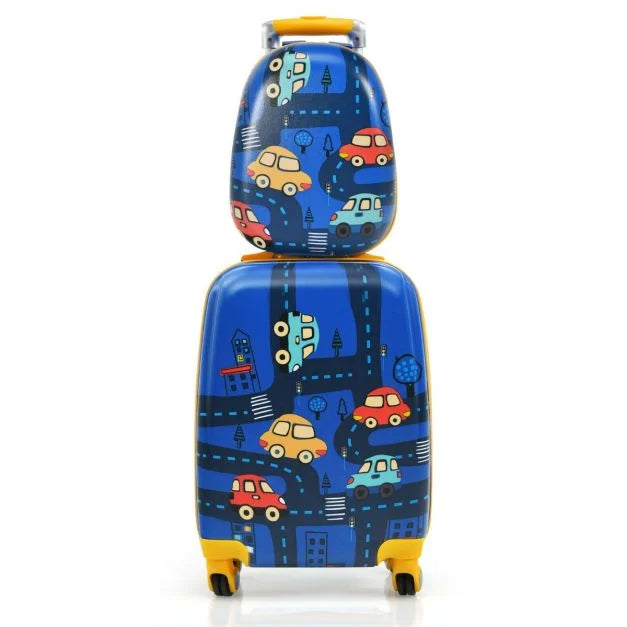 Kids 2-Piece Luggage Set with Suitcase and Matching Travel Backpack