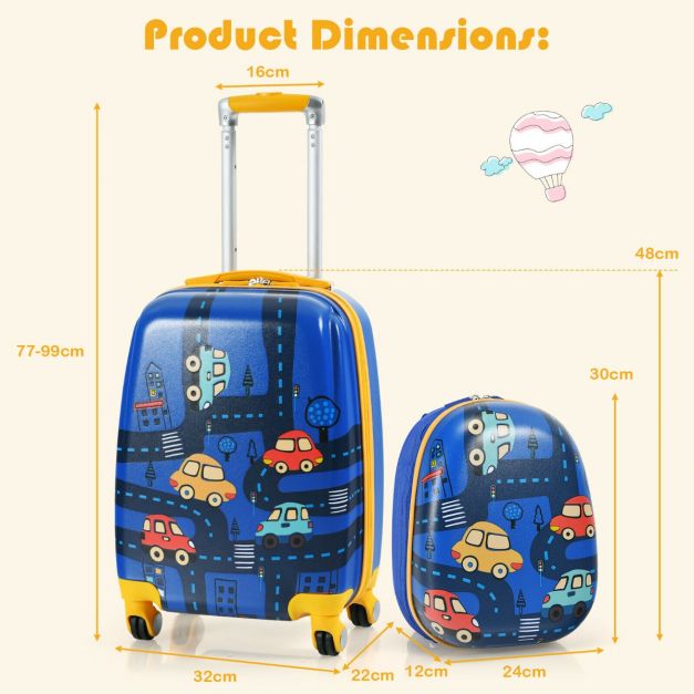 Kids 2-Piece Luggage Set with Suitcase and Matching Travel Backpack