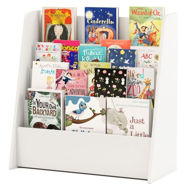 Children’s 4-Tier Bookshelf with Deep Storage Compartments