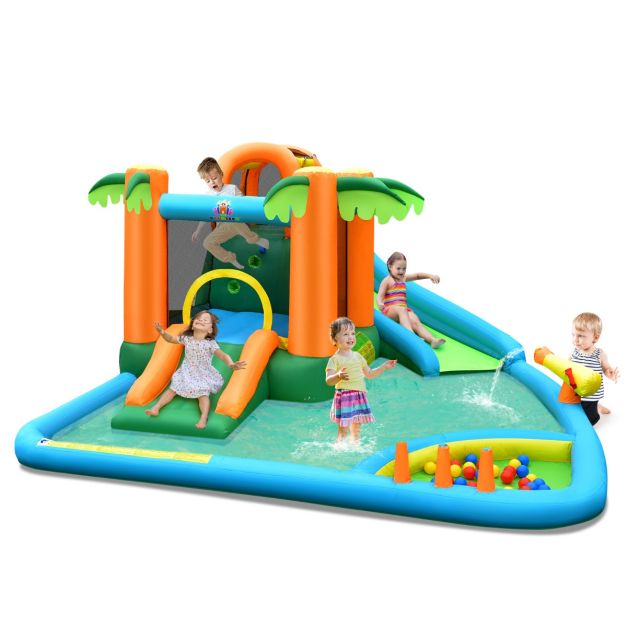 7-in-1 Kids Bounce House with Slide & Trampoline – Blower Not Included