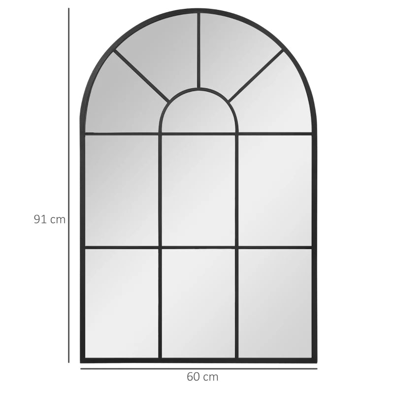 Arched Wall Mirror – 91x60 cm Black Frame Modern Mirror for Living Room