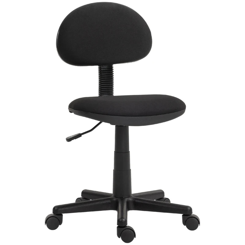 Small Armless Office Chair – Black Ergonomic Desk Chair for Home or Office