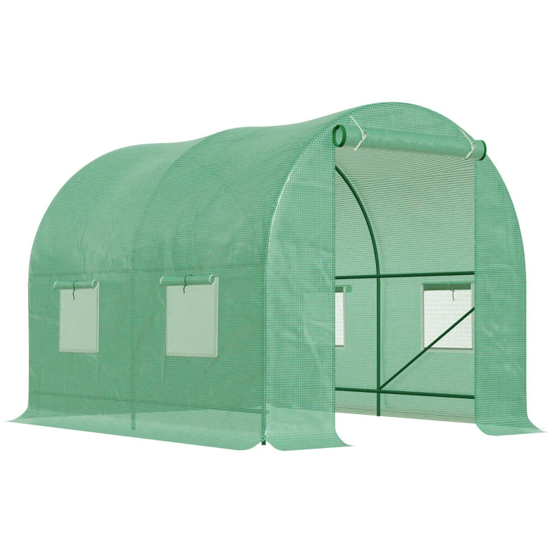 Polytunnel Greenhouse with Door and Windows for Garden and Backyard 245x200 cm