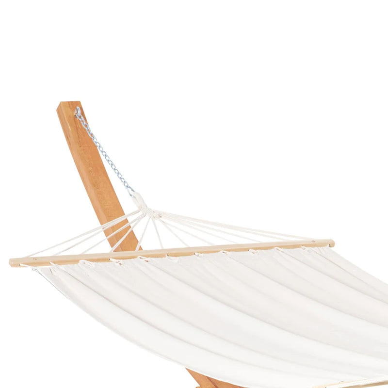 Durable Outdoor Hammock Swing Bed with Wooden Stand – Perfect for Patio Relaxing
