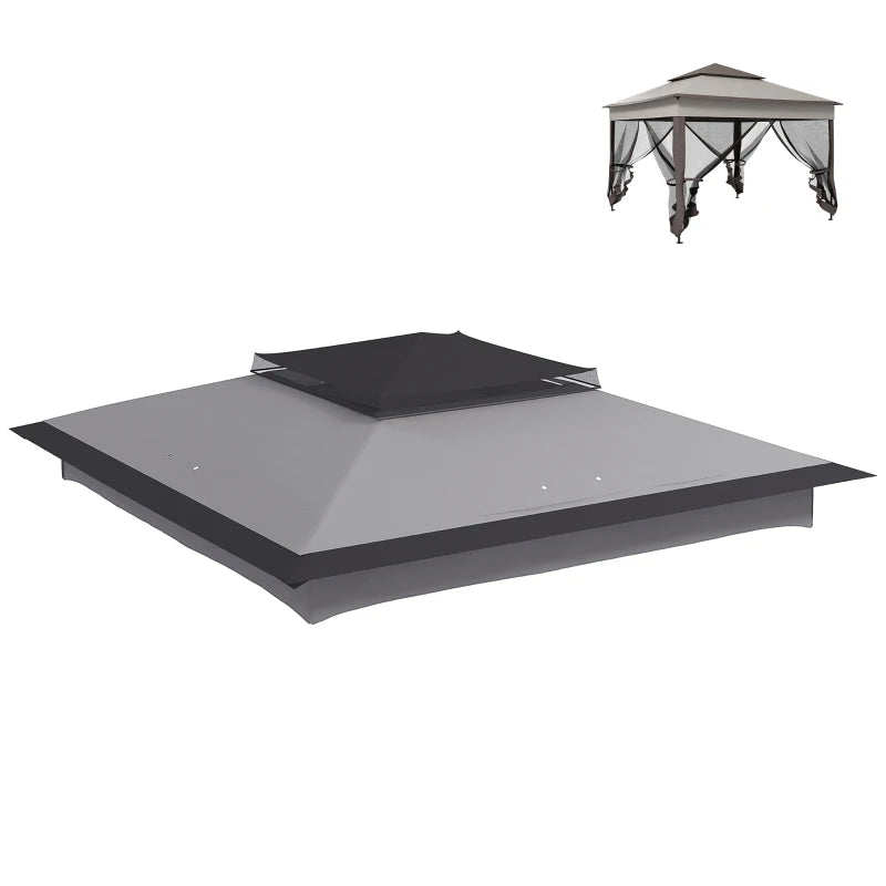 2-Tier Pop Up Gazebo Roof Replacement with 30+ UV Protection, Grey 3.25x3.25M