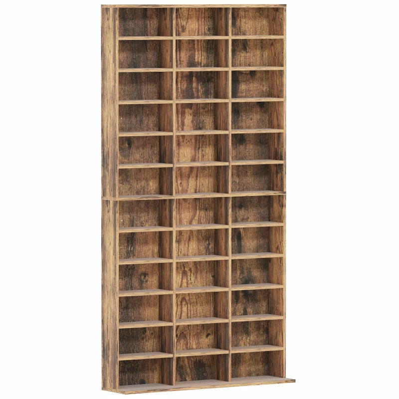 CD Organizer Cabinet – Rustic Brown, 102x195cm, Adjustable Shelving
