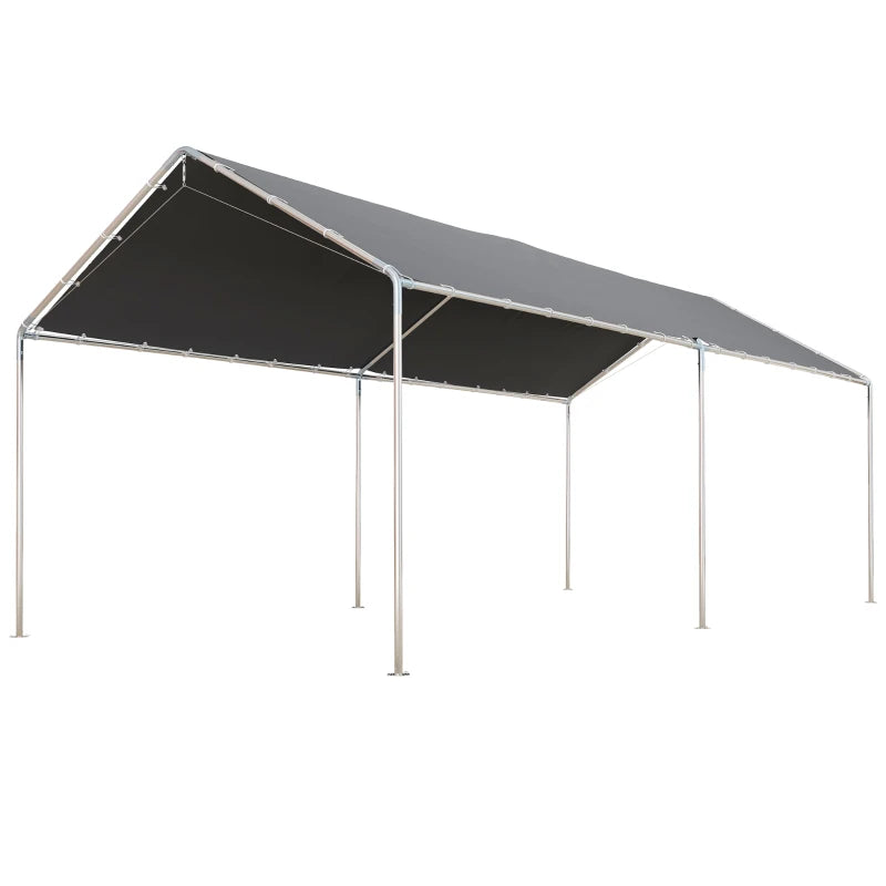 Outdoor Car Shelter with Galvanized Steel Frame, Waterproof & UV Resistant, Grey, 3x6m