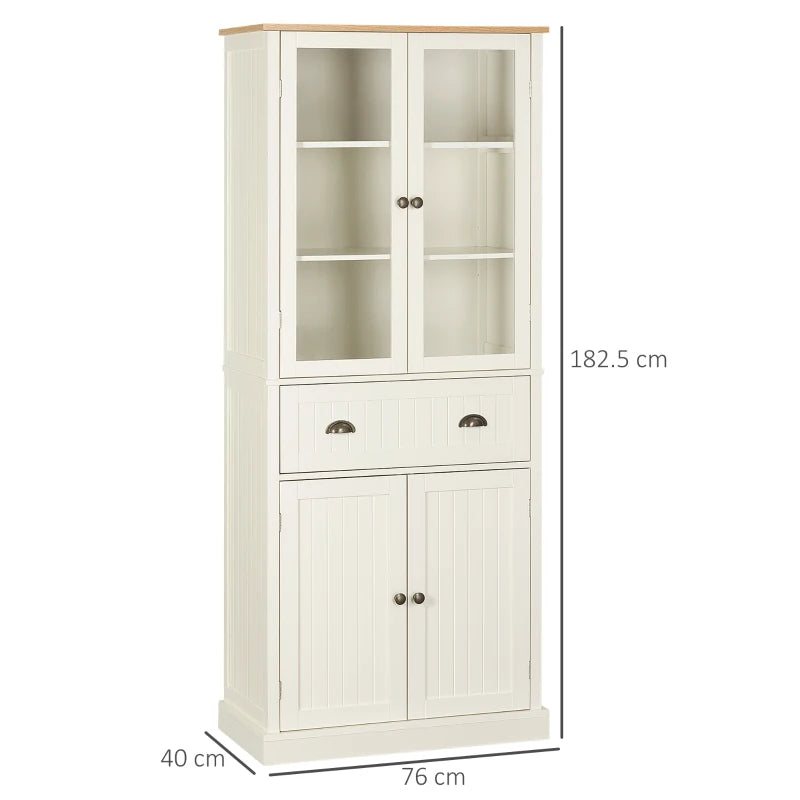 Cream Storage Cupboard – 5-Tier Kitchen Cabinet with Adjustable Shelves