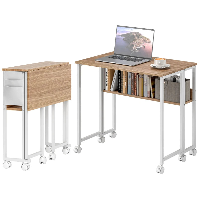 Natural Wood Drop Leaf Writing Desk 80cm