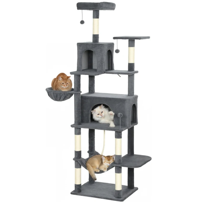 Big Cat Tree 202cm – 2 Condos, Perches & Play Pompoms
