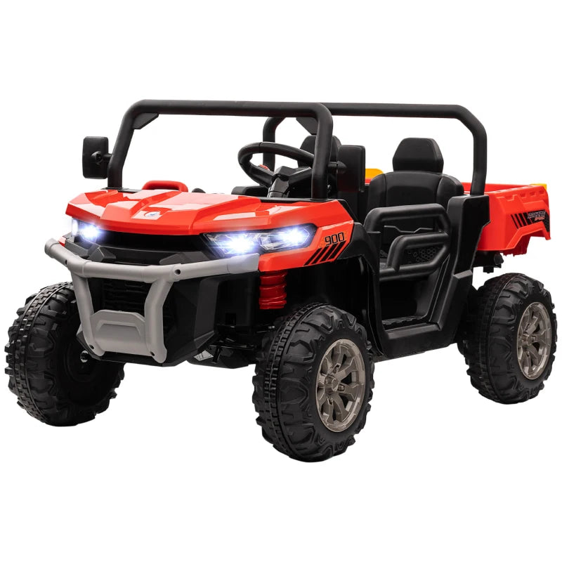 Electric 12V Kids Ride-On Car, 2 Seats, Remote Control & Bucket – Safe and Fun, Red