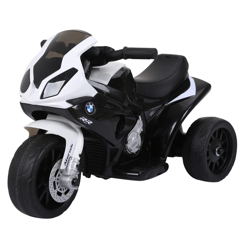 Kids Electric Ride-On Motorbike with Headlights and Music, 6V – Black BMW Style