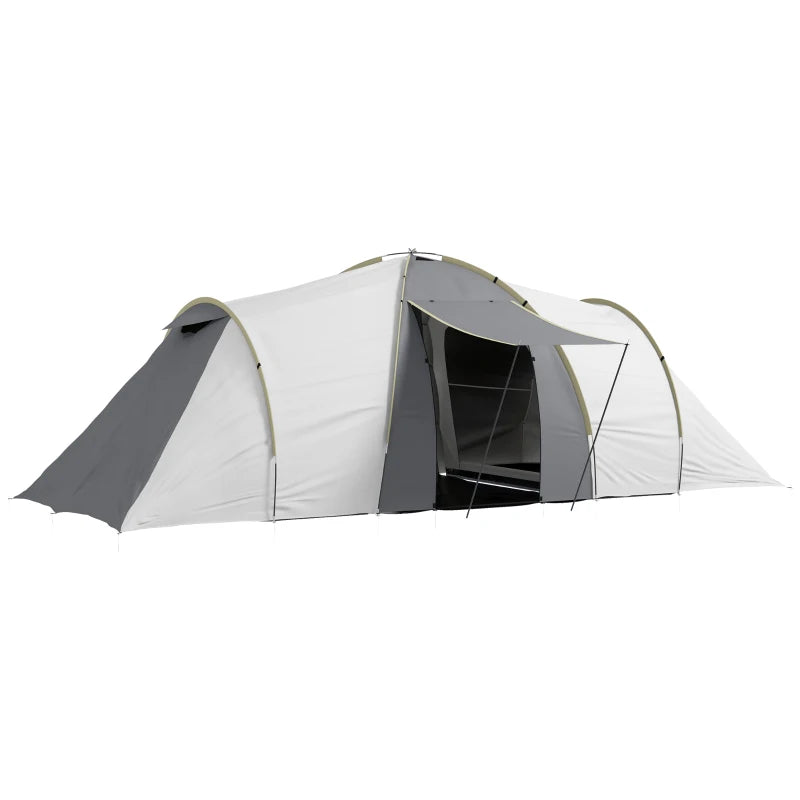 4-Person Tent – Two Bedrooms & Living Room, Grey and Yellow