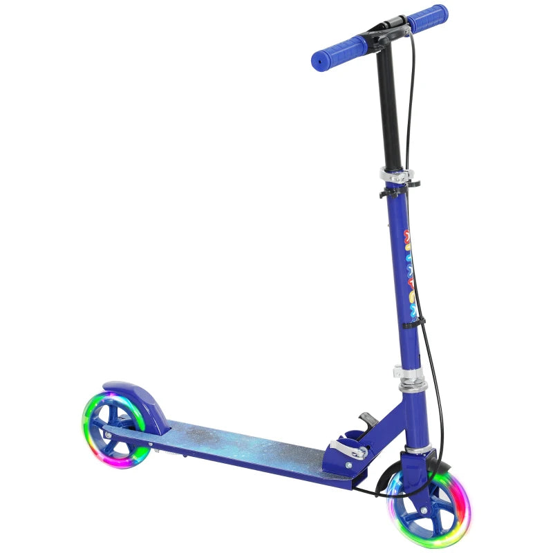Blue Scooter for Kids 3-8 with Adjustable Handle, Light-Up Wheels, and Safety Brakes