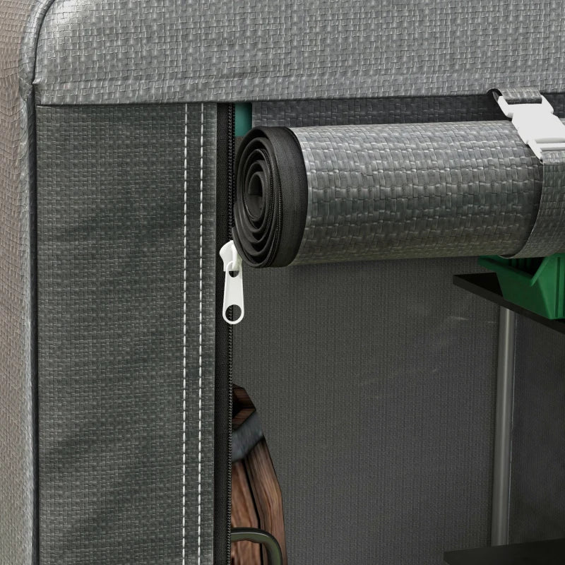 Compact Temporary Garden Shed with Full Accessories Dark Grey, 179 x 120 cm