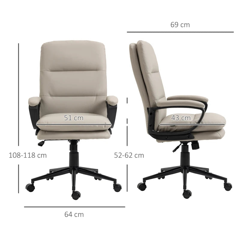 PU Leather Office Chair with Adjustable Height & Wheels
