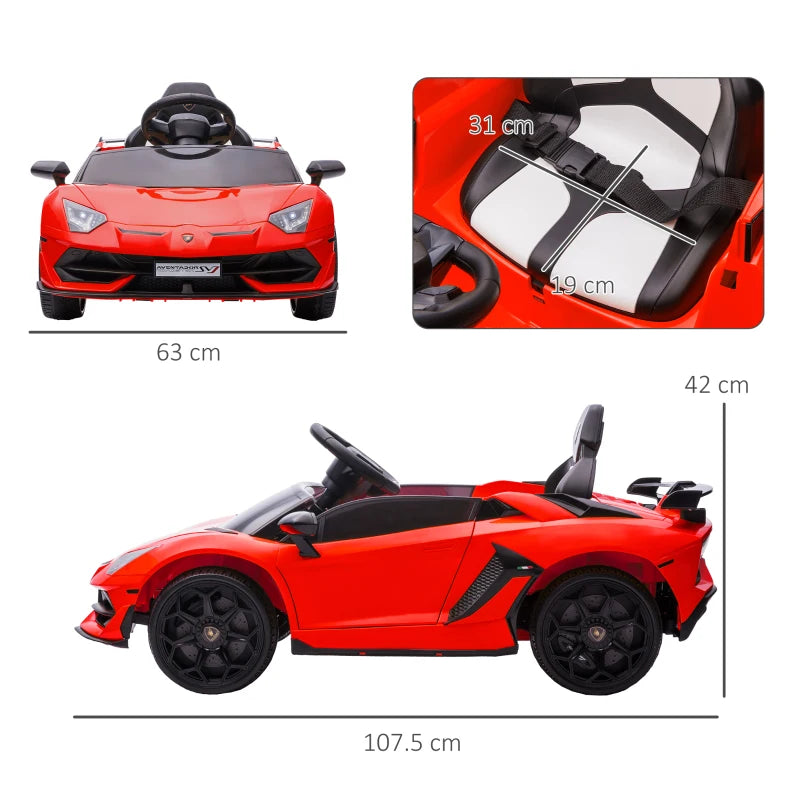 Licensed Kids Lamborghini 12V Electric Car with Remote, Suspension & Butterfly Doors