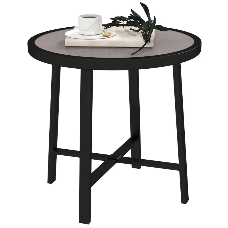 Small Round Balcony Table with Grey Wood-Effect SPC Top & Anti-Slip Base – 50.5cm