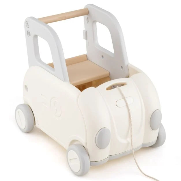Toddler Push Walker Cart with Handle and Easy-Glide Wheels