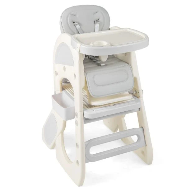 Convertible Baby High Chair with Double-Layer Tray and Adjustable Backrest