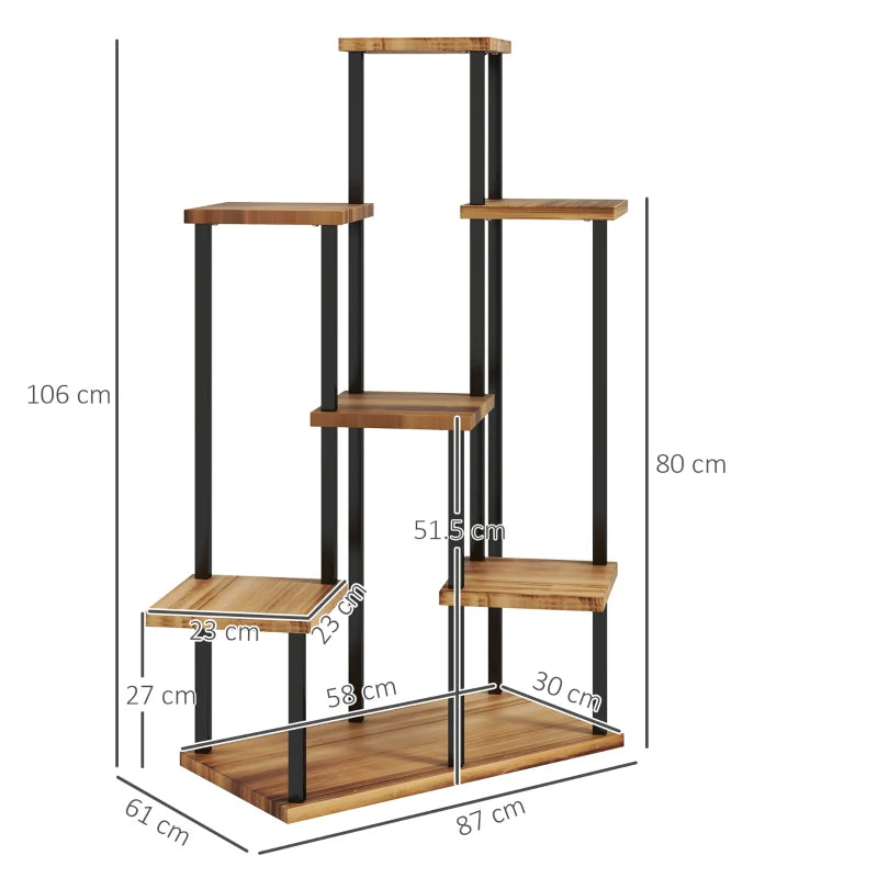 Multi-Tier Wooden Plant Stand with Seven Shelves – Perfect for Home or Garden