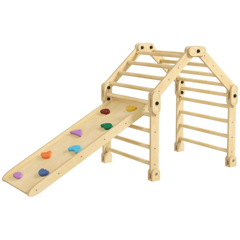 Foldable 3-in-1 Kids Climbing Set with Sliding Ramp, Ideal for Ages 2-6
