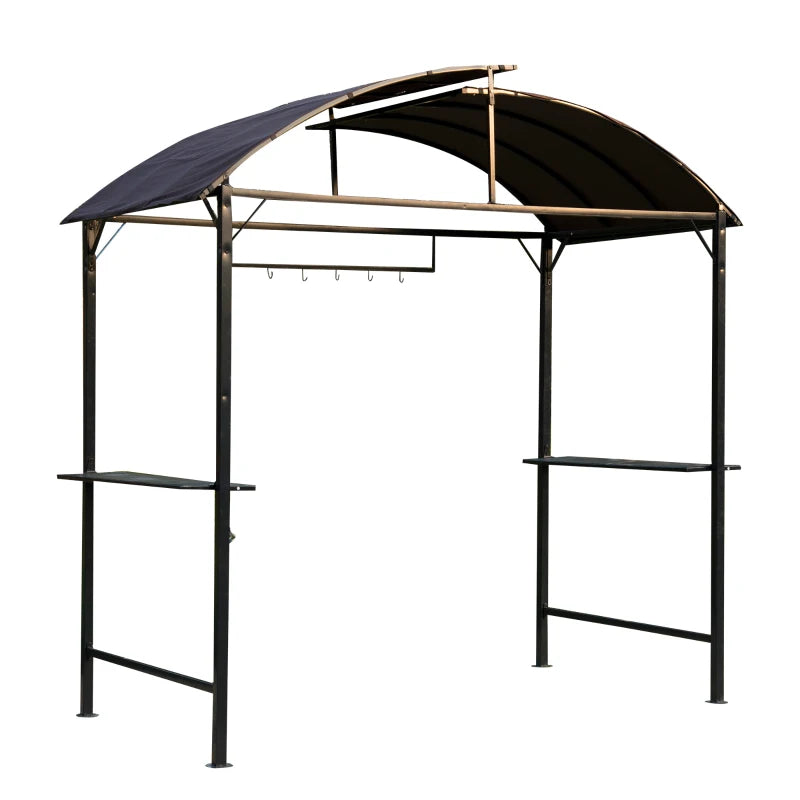 Metal Smoking Gazebo Marquee BBQ Grill Canopy Tent Outdoor Patio Awning Shelter, Coffee