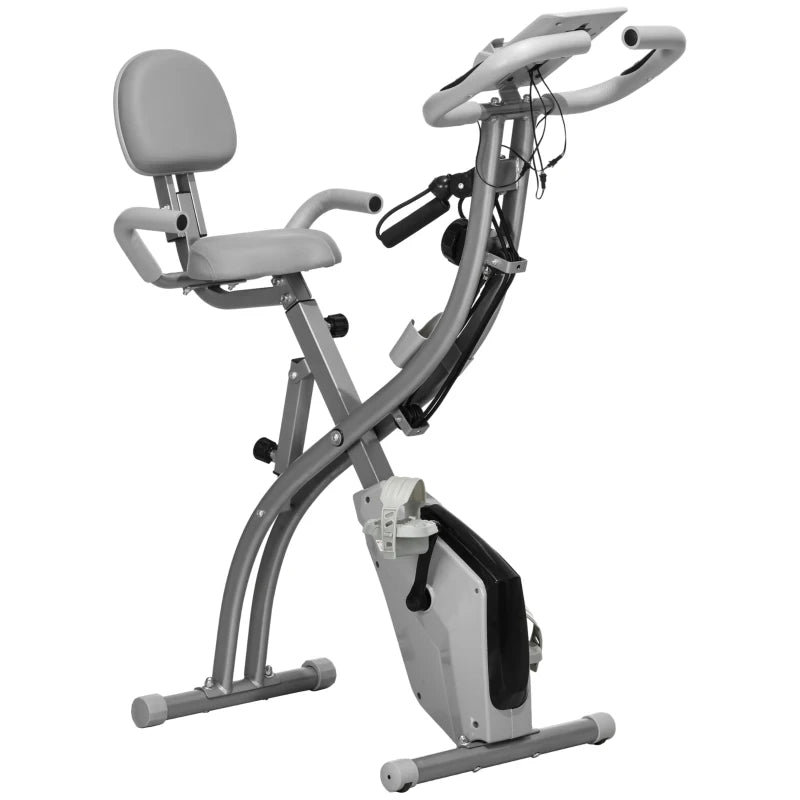 Grey 2-in-1 Folding Bike with Magnetic Resistance & Pulse Sensor