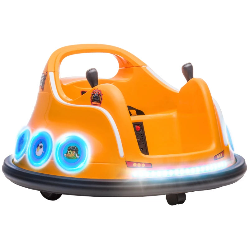 Angry Birds Licensed 12V Kids Bumper Car with Music, Remote & LED Lights – Orange