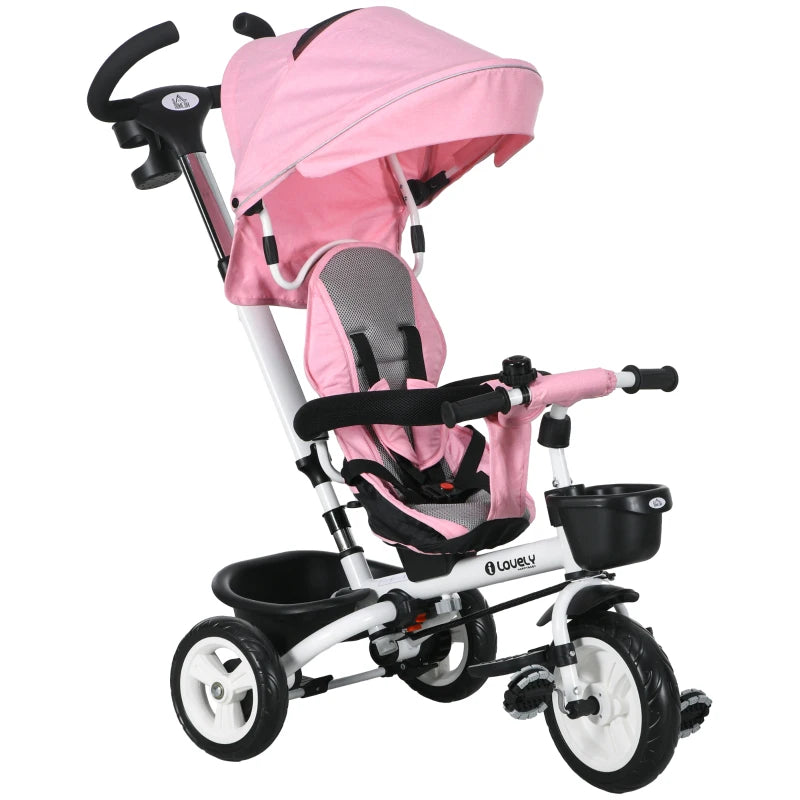Baby Push Tricycle 6-in-1 with Metal Frame and Parent Handle for Toddlers 1-5 Years