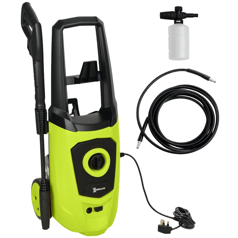 1800W High-Pressure Portable Washer, 150 Bar, 510 L/h Flow, Powerful Jet Cleaner, Green