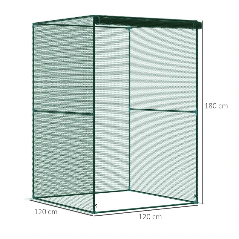Compact Plant Cage with Protective Netting, Durable Garden Support, Green, 120x120cm