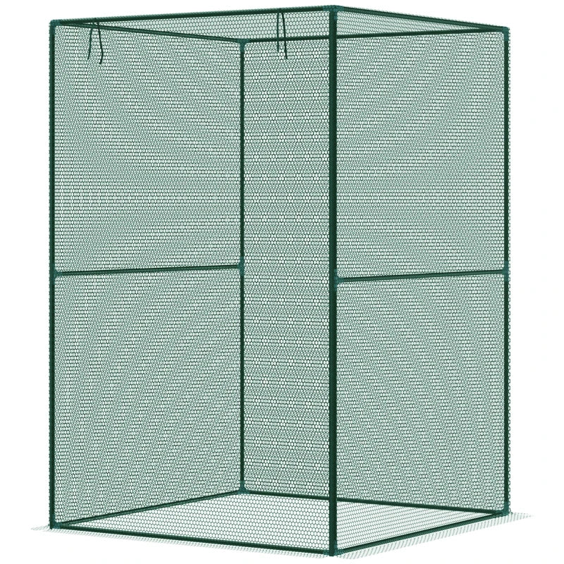 Compact Plant Cage with Protective Netting, Durable Garden Support, Green, 120x120cm