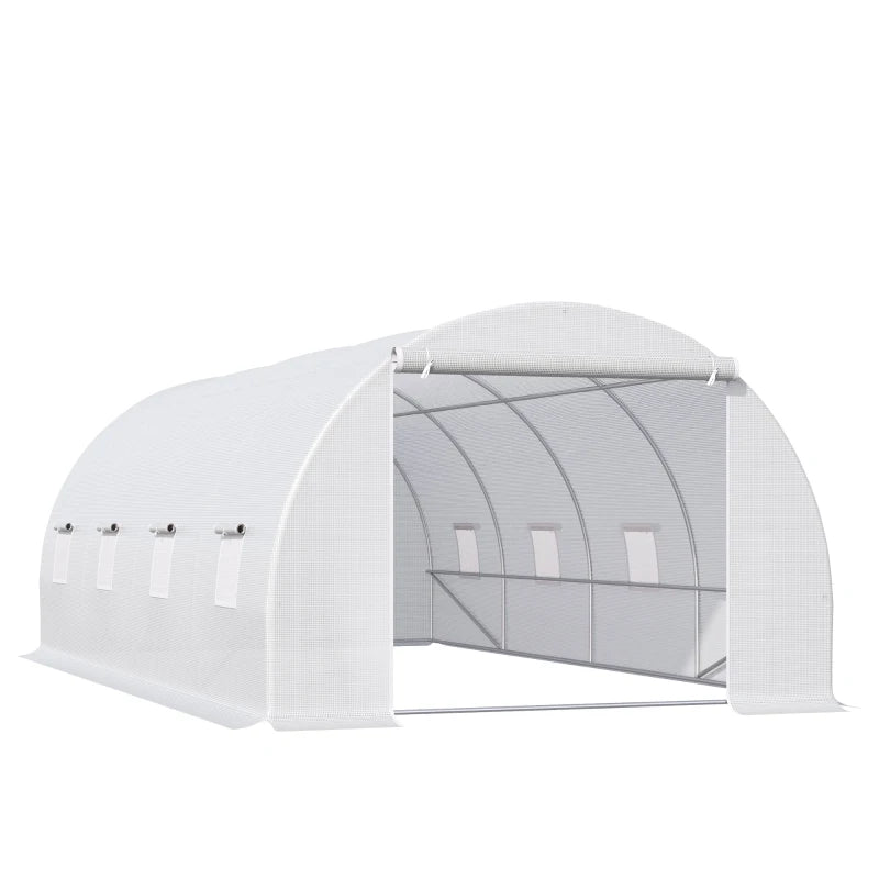 Walk-In Polytunnel Greenhouse with Metal Frame, Zippered Door & Multiple Windows 6x3x2 m