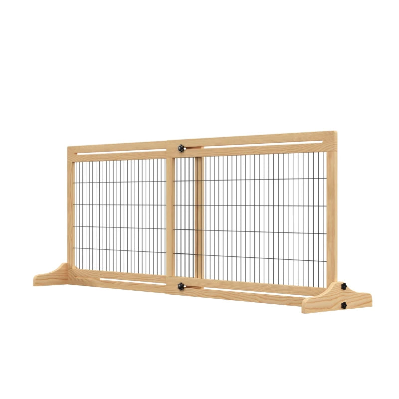 Adjustable Wood Pet Gate with Support Feet