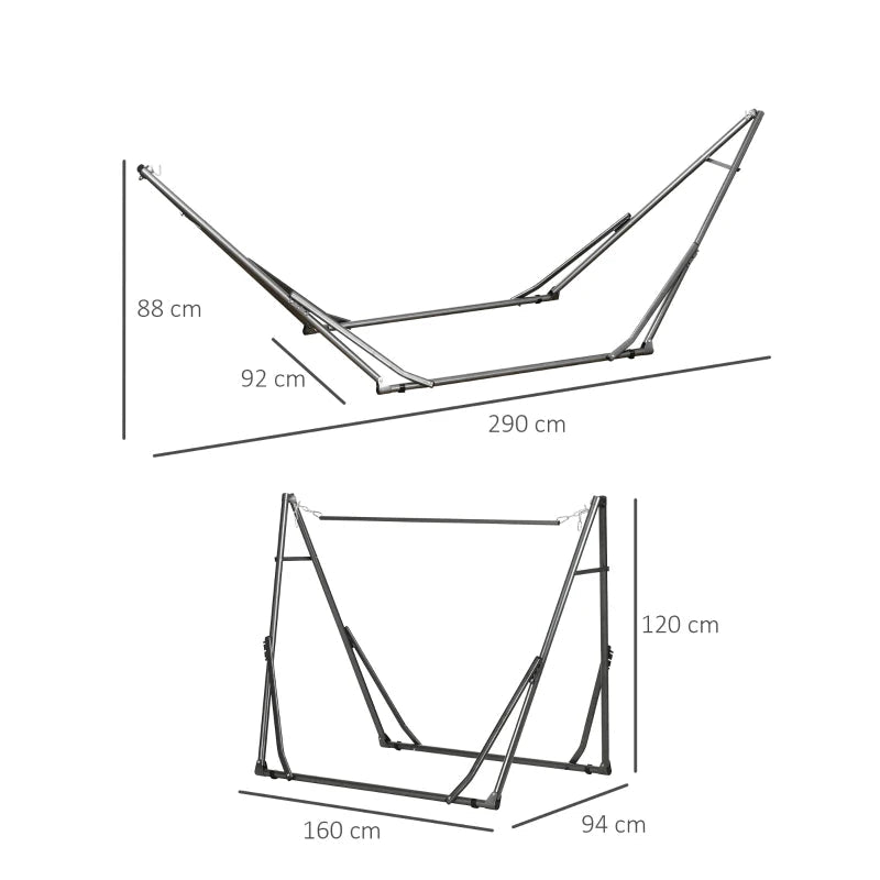 Portable Foldable Hammock Stand with Clothes Drying Rack Metal Frame for Patio Garden