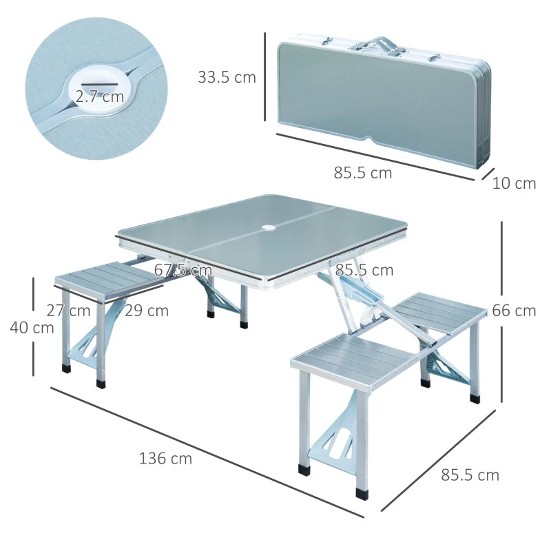 Aluminum Portable Picnic Table & Chair Set